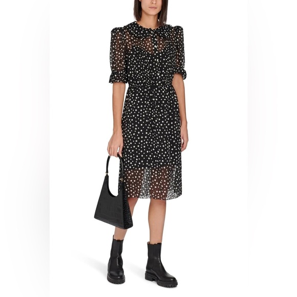 Marc Jacobs The Kat Dress Polka Dot Size 0 Peter Pan Collar Black & White - Picture 1 of 14